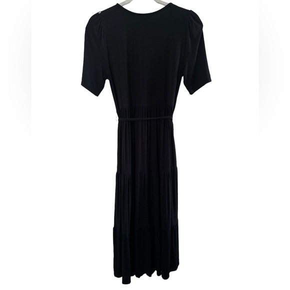Boden Tiered Wrap Jersey Maxi Dress black short sleeve size 6 petite - Picture 11 of 13